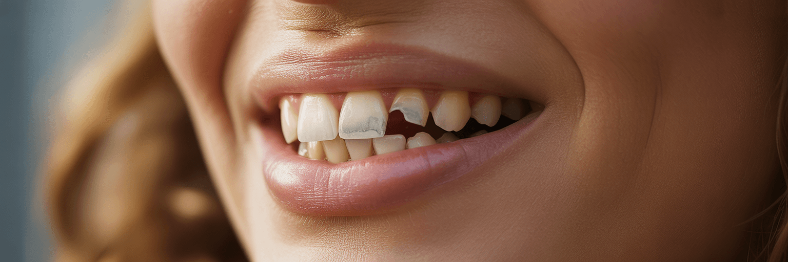 Dentist repairing chipped tooth model.
